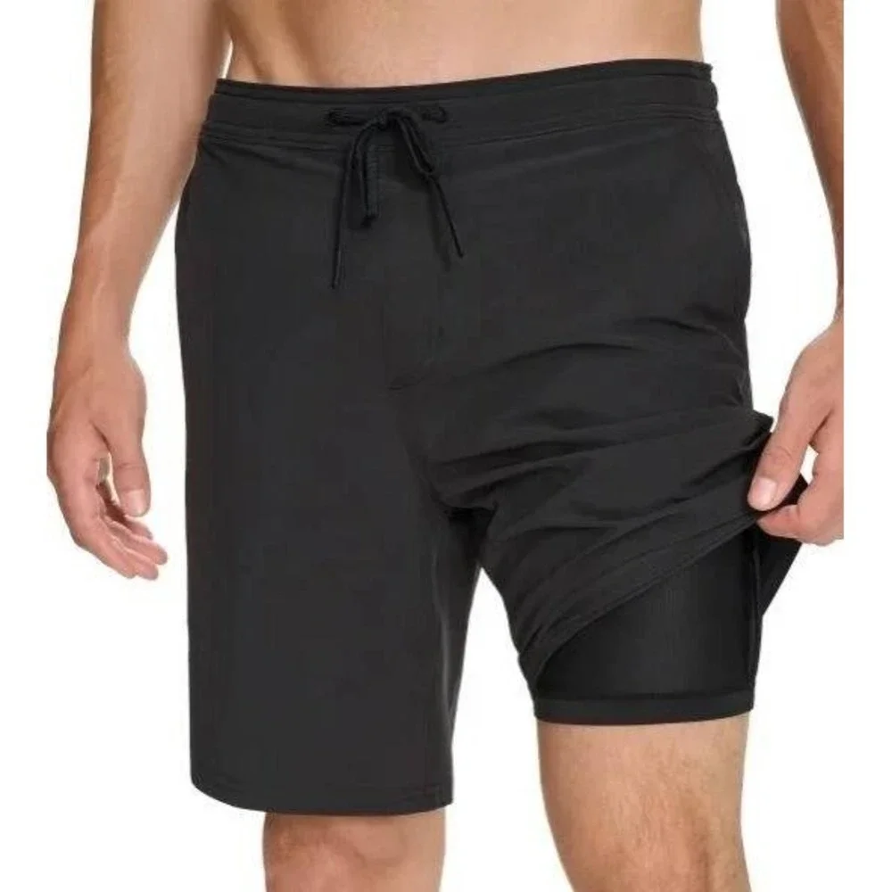 NWOT Kirkland Signature Swim Shorts Men's M Black Polyester